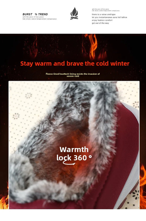 Winter Women Boots Outdoor Snow Boots Warm Lightweight Cotton Boot Non-slip Hiking Walking Shoes Fur Comfortable Women Ankle Boo