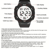Women's LED Digital Watch, Waterproof Sport Watch with Silicone Band