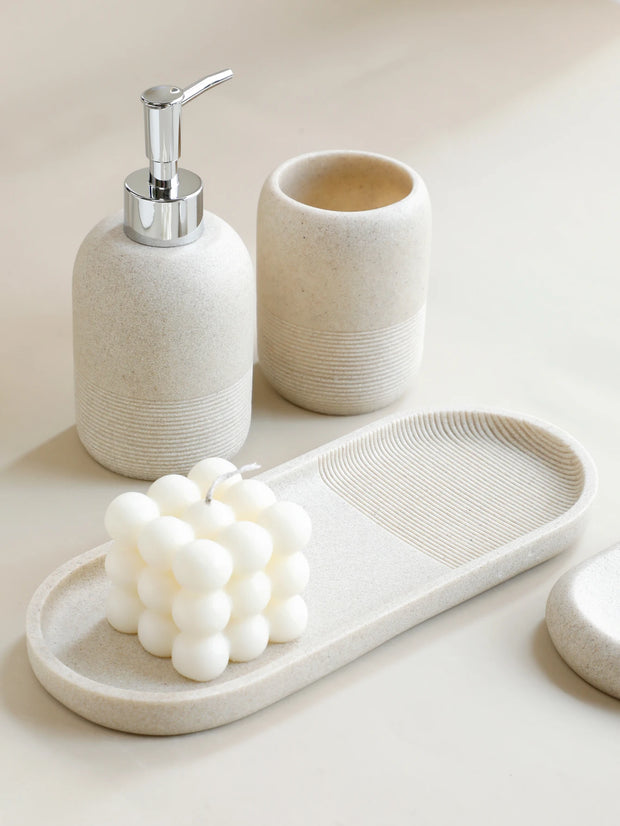5-Piece Bathroom Accessories Set Beige Grey