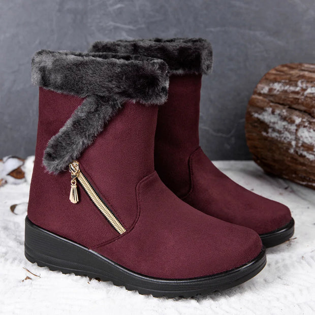 Winter Women Boots Fashion High-top Cotton Shoe Non Slip Wedges Platform Booties Mid-calf Snow Boots Warm Winter Boots for Women
