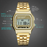LED Digital Watch – Steel Strap Multifunction Sports Wristwatch