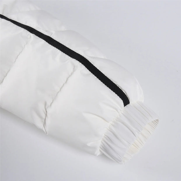 White Winter Jacket for Women Fashion Long Sleeve Hooded Bread Cotton Clothes Female Leisure Thick Warm Padded Coat Women