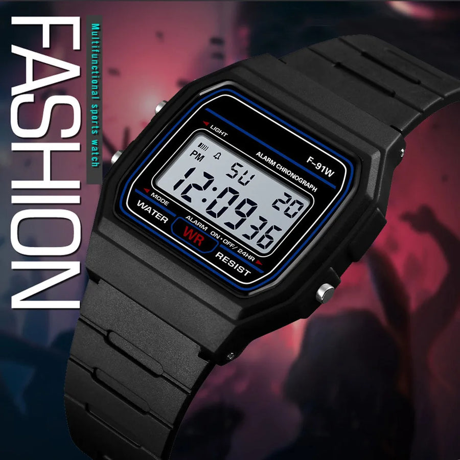 Men’s Military-Style LED Digital Watch with Silicone Band