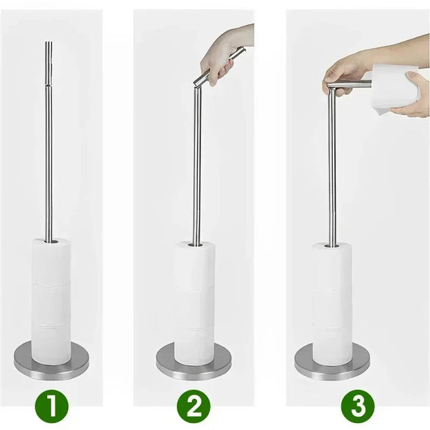 Freestanding Stainless Steel Toilet Paper Stand