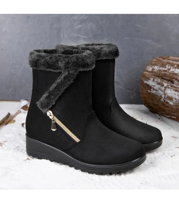 Winter Women Boots Fashion High-top Cotton Shoe Non Slip Wedges Platform Booties Mid-calf Snow Boots Warm Winter Boots for Women