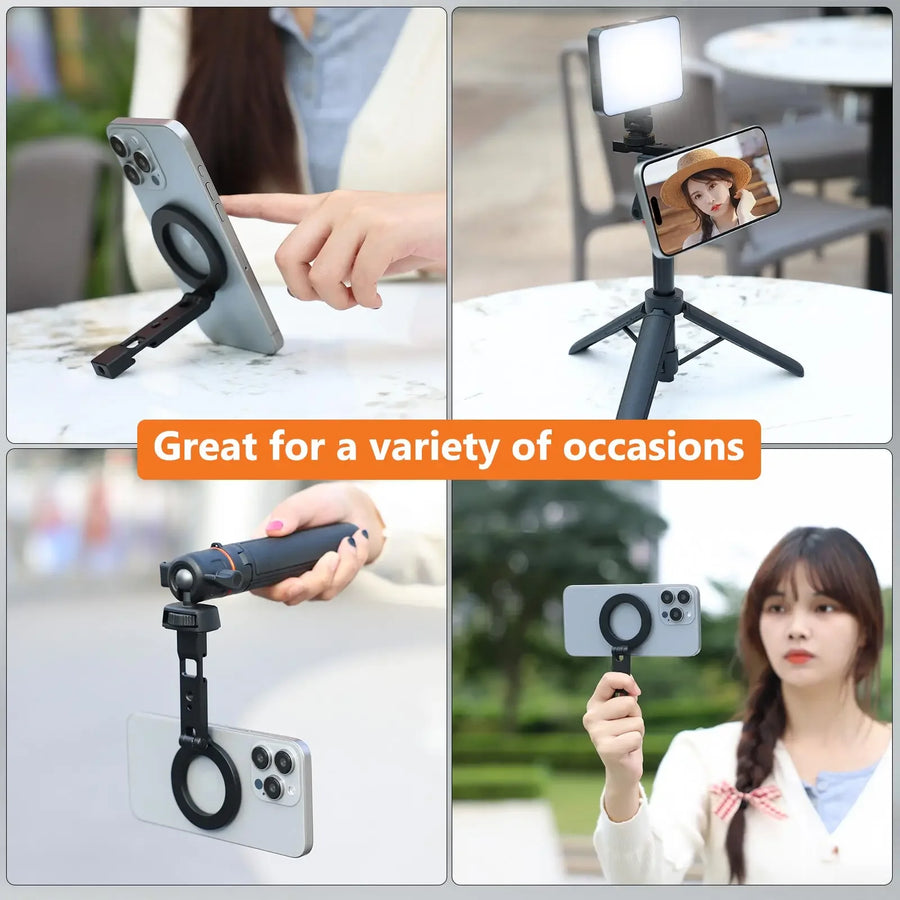 Magnetic Phone Tripod Mount – MagSafe Cold Shoe Mount with 1/4 Screw for iPhone & Android