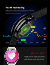 Women's Smart Watch 6 displaying fitness tracking features on dark background