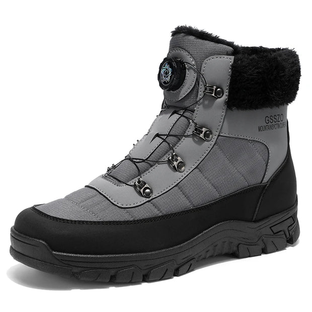 Winter Men Boots Outdoor Men Snow Boots High Top Cotton Boots with Fur Waterproof Non-slip Ankle Boots Lightweight Work Boots