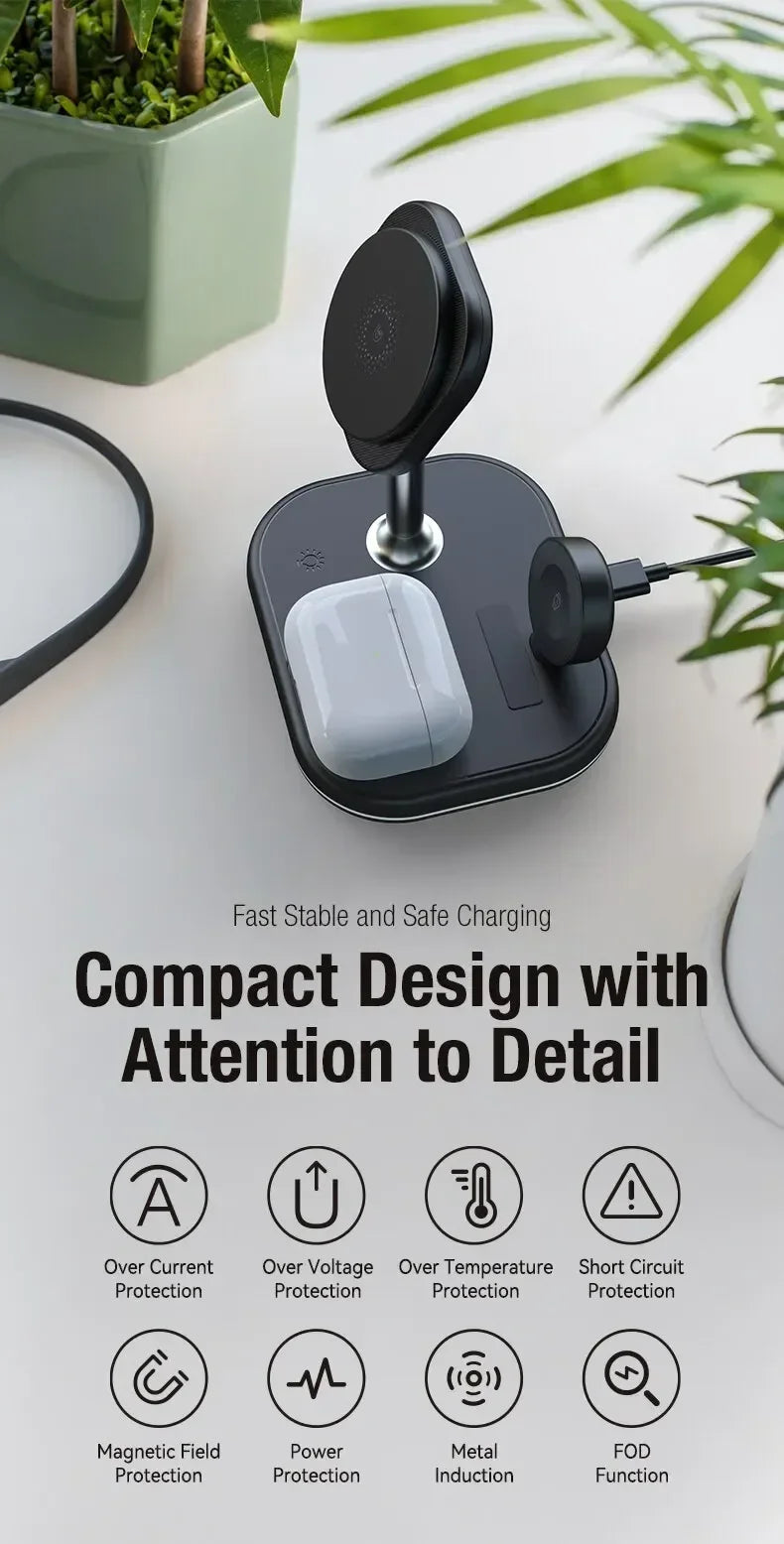 3-in-1 Wireless Charging Station – Fast Charge Phone, Watch & Earbuds