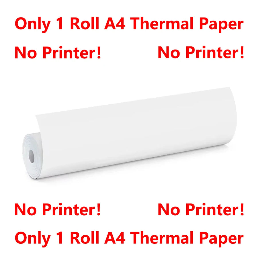 Roll of A4 thermal paper with red text for the portable thermal printer — wireless Bluetooth inkless mini printer paper roll
