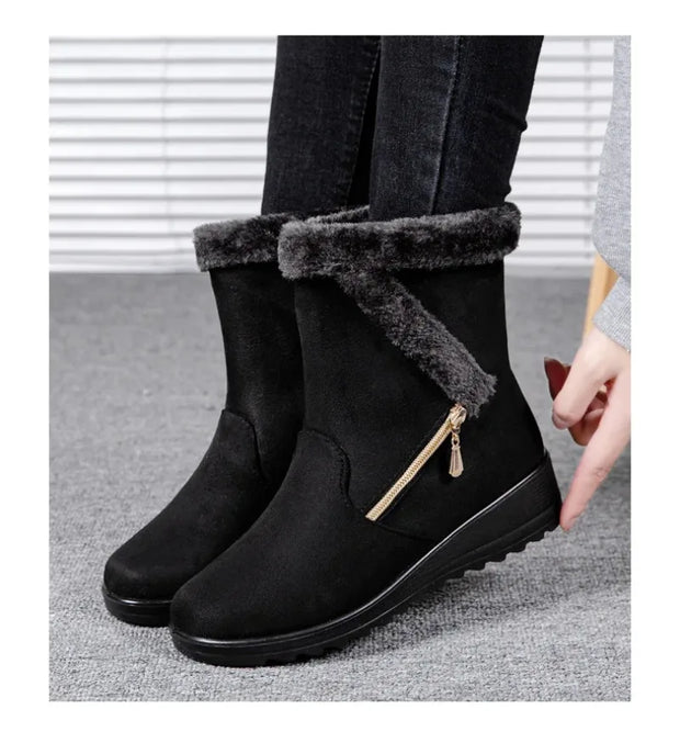 Winter Women Boots Fashion High-top Cotton Shoe Non Slip Wedges Platform Booties Mid-calf Snow Boots Warm Winter Boots for Women