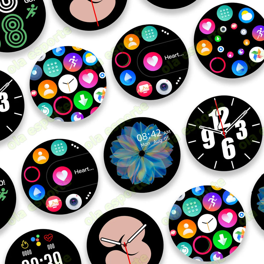 Women's Smart Watch 6 - collection of interchangeable watch faces on white background