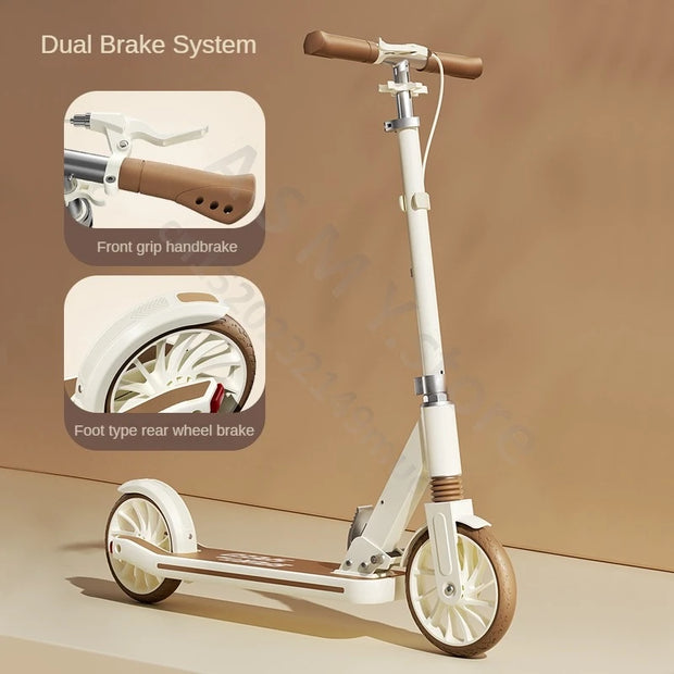 Children's Scooter, Foldable Bicycle, Large Children's Sliding Wheel, Campus Adult Two Wheel Scooter 5-15 years old