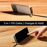 240W 2-in-1 Braided Type-C Cable with Foldable Stand – for Phones & Laptops