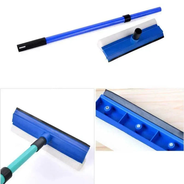 2-in-1 Telescopic Window Glass Cleaner Wiper Long Handle Sponge Brush Window Mop Squeegee Wiper Cleaning Squeegee Tool