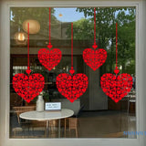 Heart stickers on glass window