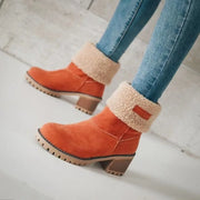 Winter Snow Boots for Women Warm Comfortable Women's Boots Mid-length Thick-heeled High-heeled Women's Cotton Shoes Botas Mujer
