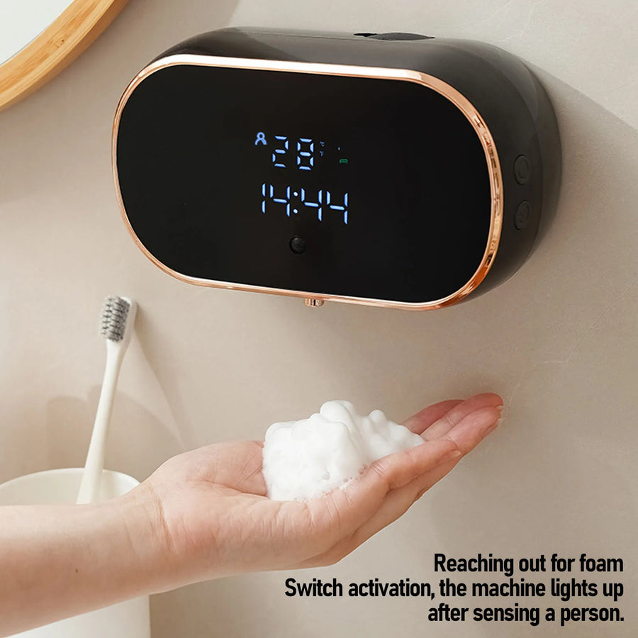 Wall-mounted automatic foaming soap dispenser with touchless infrared sensor dispensing foam soap — USB rechargeable, 350ml