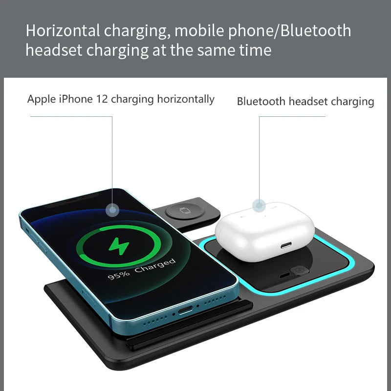 3-in-1 Wireless Charging Station – Travel Pad for iPhone 12-17, iWatch & AirPods, 15W