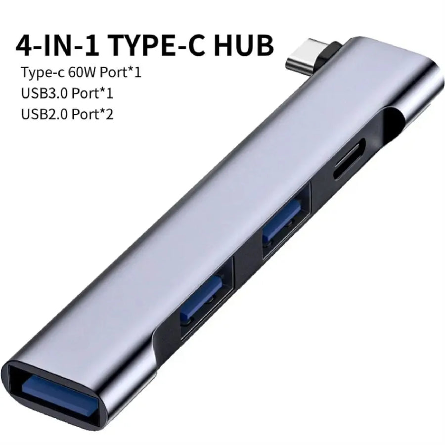 4-in-1 USB-C Hub – Multi-Port Splitter with PD 60W Charging