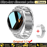 Silver Women's Smart Watch 6 with metal band and additional white band on white background