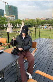 Winter Women Clothes Cropped Jackets Parkas Warm Stand Collar Cold Coat Zipper Puffer Jacket Korean Fashion Cotton-padded Jacket