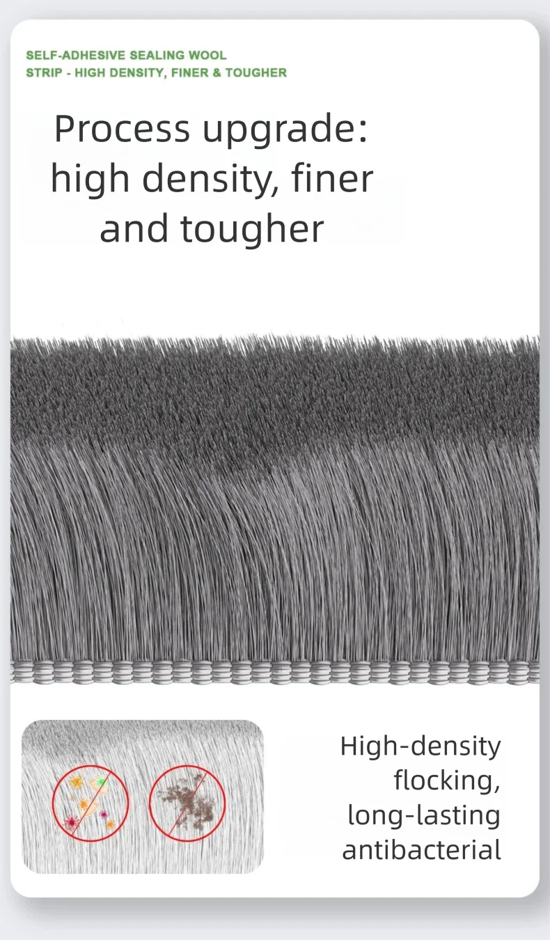Close-up texture of dense brush sealing strip bristles
