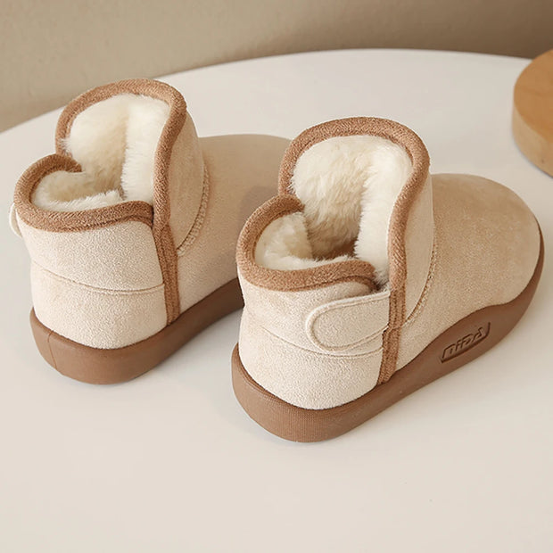 Winter Snow Boots For Children PU Leather Waterproof Kid's Plush Boots Thick Warm Cotton Shoes For Kids Boy's Girl's Warm Boots