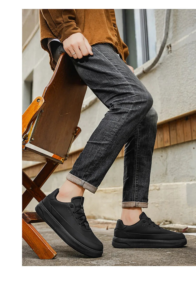 Men's Leather Casual Shoes, Lightweight Soft Sole