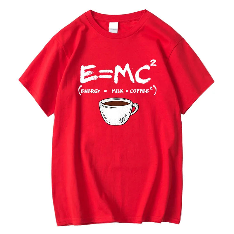 Men's Cotton T-Shirt – Funny Energy=Milk+Coffee Summer Tee