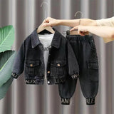 Boys Casual Clothing Set, Jacket and Jeans Two-Piece for Spring and Autumn