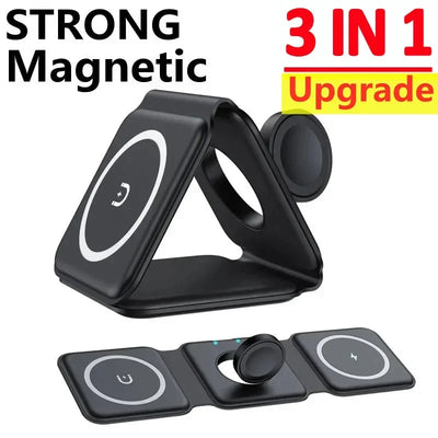 3-in-1 MagSafe Wireless Charging Station – Foldable Magnetic Travel Charger for iPhone