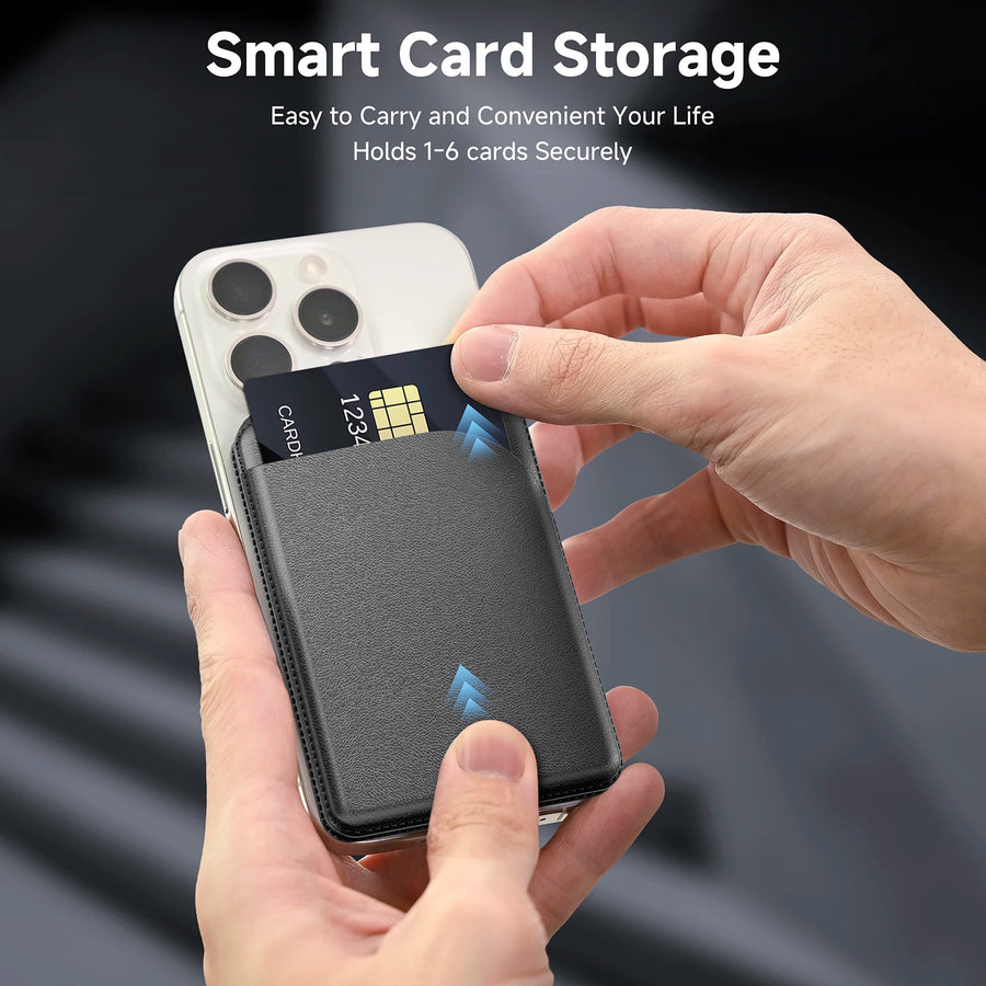 Smart card storage case being inserted into a phone with text about smart card storage.