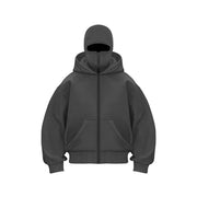 Men's Balaclava Zip Hoodie with Face Mask Winter Warm Zipper Sweatshirt Oversized Hooded Sports Jacket for Outdoor Activities
