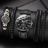 Men’s Hip-Hop Style Quartz Watch & Bracelet Set