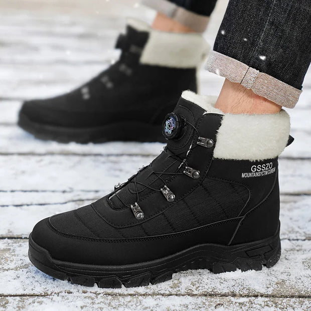 Winter Men Boots Outdoor Men Snow Boots High Top Cotton Boots with Fur Waterproof Non-slip Ankle Boots Lightweight Work Boots