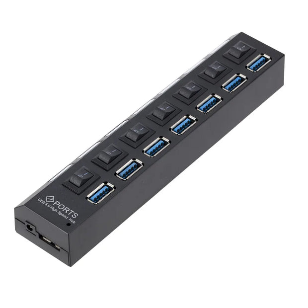 GRWIBEOU USB 3.0 Hub USB Hub 3.0 Use Power Adapter Multi USB Splitter 7 Port Multiple 3 Hab Expander USB Hub with Switch for PC