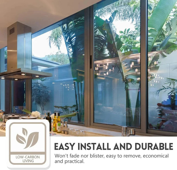 House Window Tint Privacy Film Anti Look Vinyl Mirror Foil Non Adhesive Car Glass Screen Stickers Rolls Heat UV Protection Tools