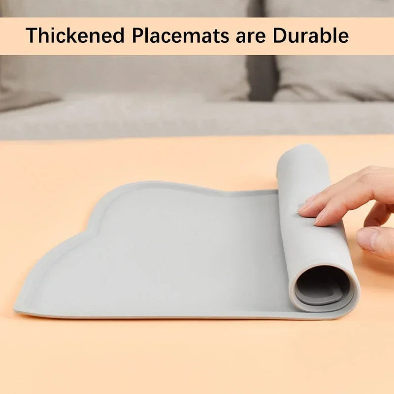 Flexible thickened pet feeding mat – durable roll-up gray placemat