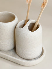 5-Piece Bathroom Accessories Set Beige Grey