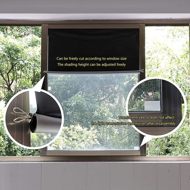Removable 100% Light Blocking Darkest Window Cloth DIY Total Blackout Glass Privacy Darkening Window Tint Black Window Sticker