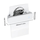 Small portable Bluetooth thermal label printer with printed eagle image showing dimensions — wireless inkless label maker