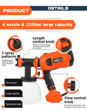 750W Electric Spray Gun 4 Nozzle Sizes 1200ml HVLP Household Paint Sprayer Flow Control Easy Spraying by PROSTORMER