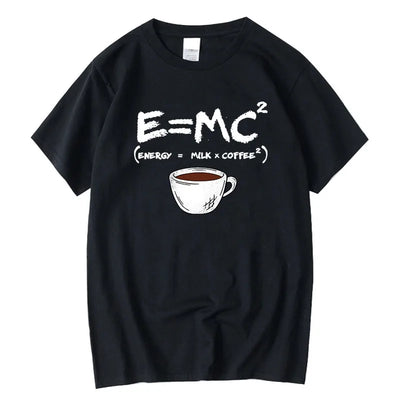 Men's Cotton T-Shirt – Funny Energy=Milk+Coffee Summer Tee