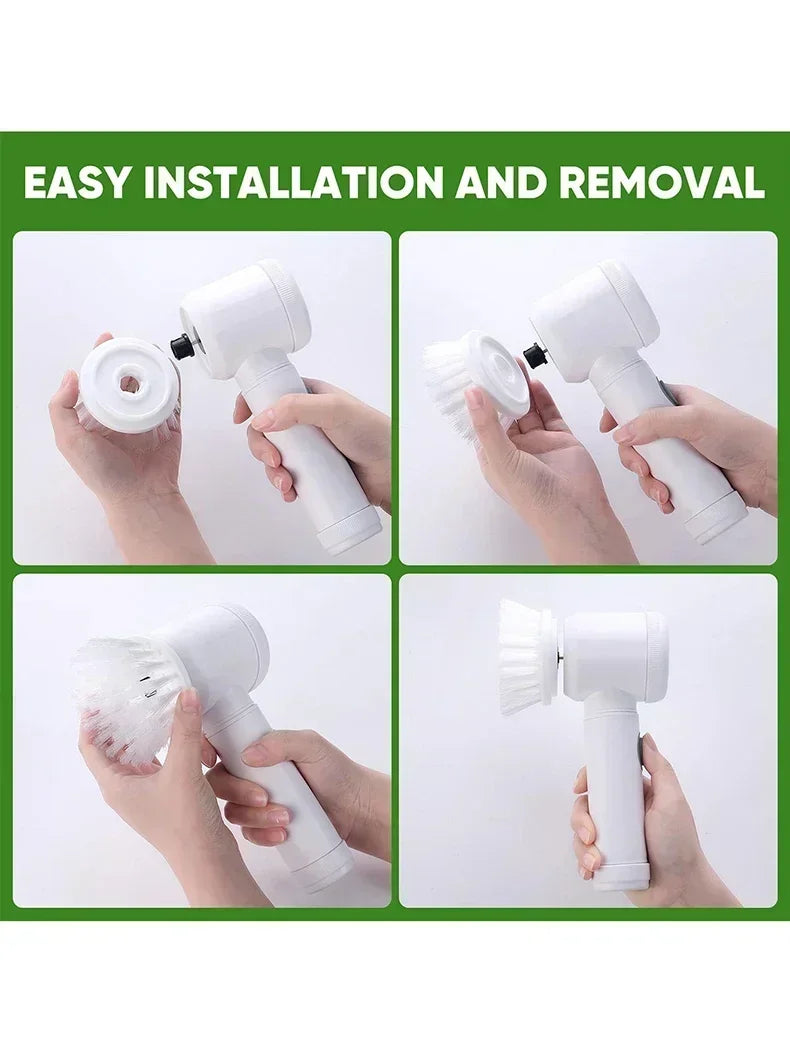 Cordless Electric Spin Scrubber – for Bathroom & Kitchen, with Brush Heads