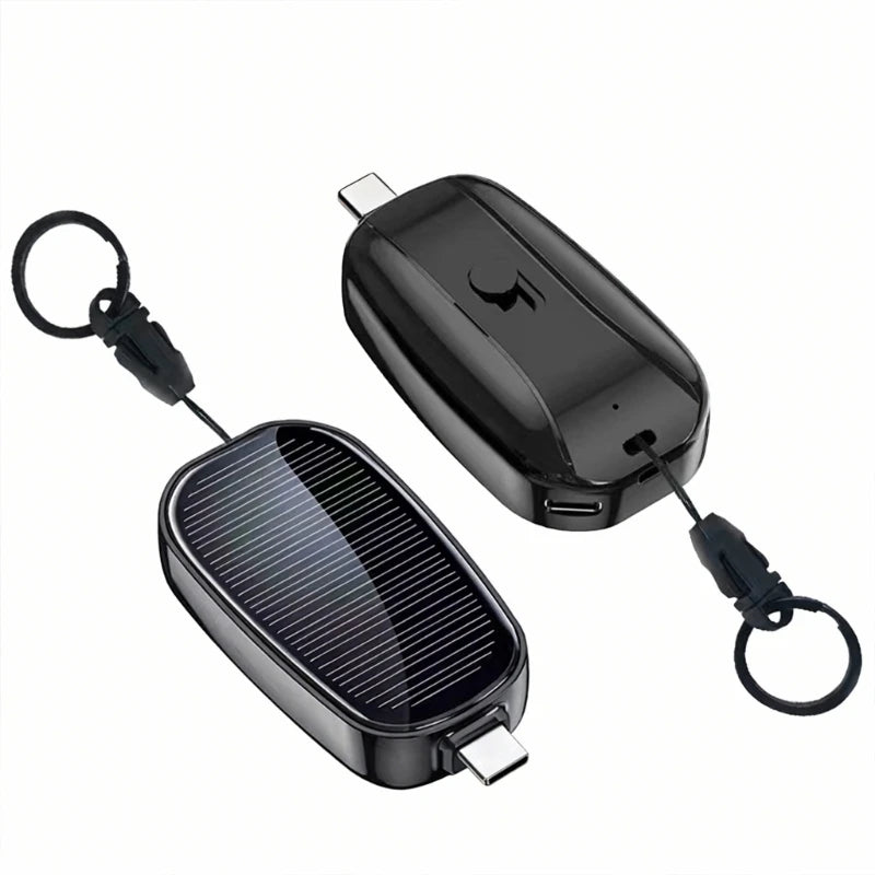 Mini Solar Power Bank – 1200mAh Keychain Solar Charger for Phones & Tablets, Emergency Backup
