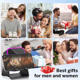 Collage of people receiving gifts with a smartphone stand in the foreground, labeled 'Best gifts for men and women'.
