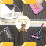 How to clean a double-layer cat litter trapping mat, cleaning methods infographic with text labels