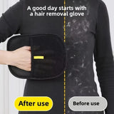 Pet hair remover glove before and after use – black mitt removing pet hair from clothing