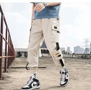 Joggers Cargo Pants for Men Casual Hip Hop Hit Color Pocket Male Trousers Sweatpants Streetwear Ribbons Techwear Pants